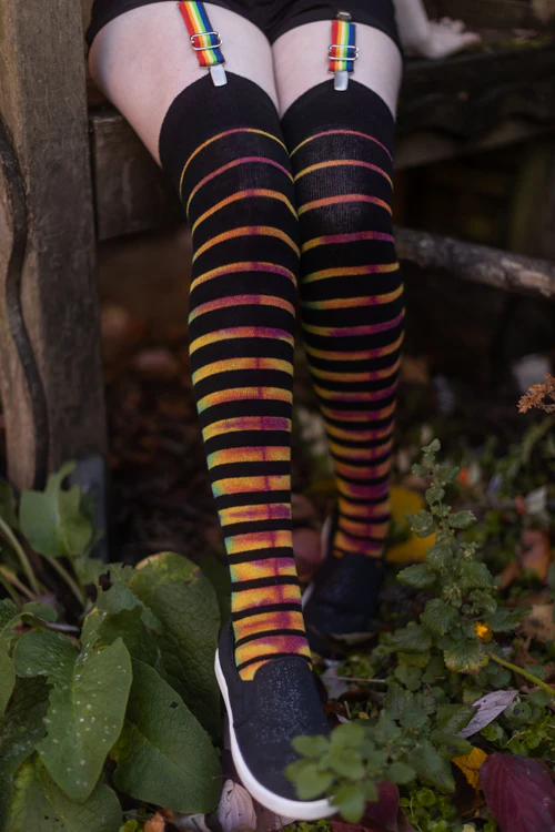 Gradient Stripes Tie Dyed Extraordinary Thigh High - Image 2
