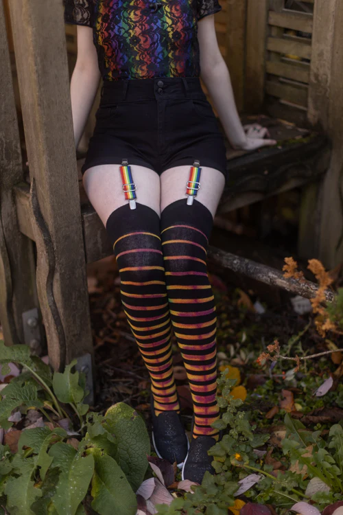 Gradient Stripes Tie Dyed Extraordinary Thigh High - Image 4