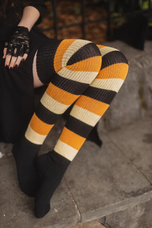 Trick or Treat Stripes Thigh High - Image 3