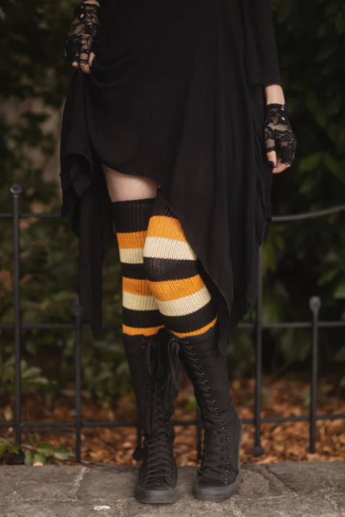 Trick or Treat Stripes Thigh High - Image 4