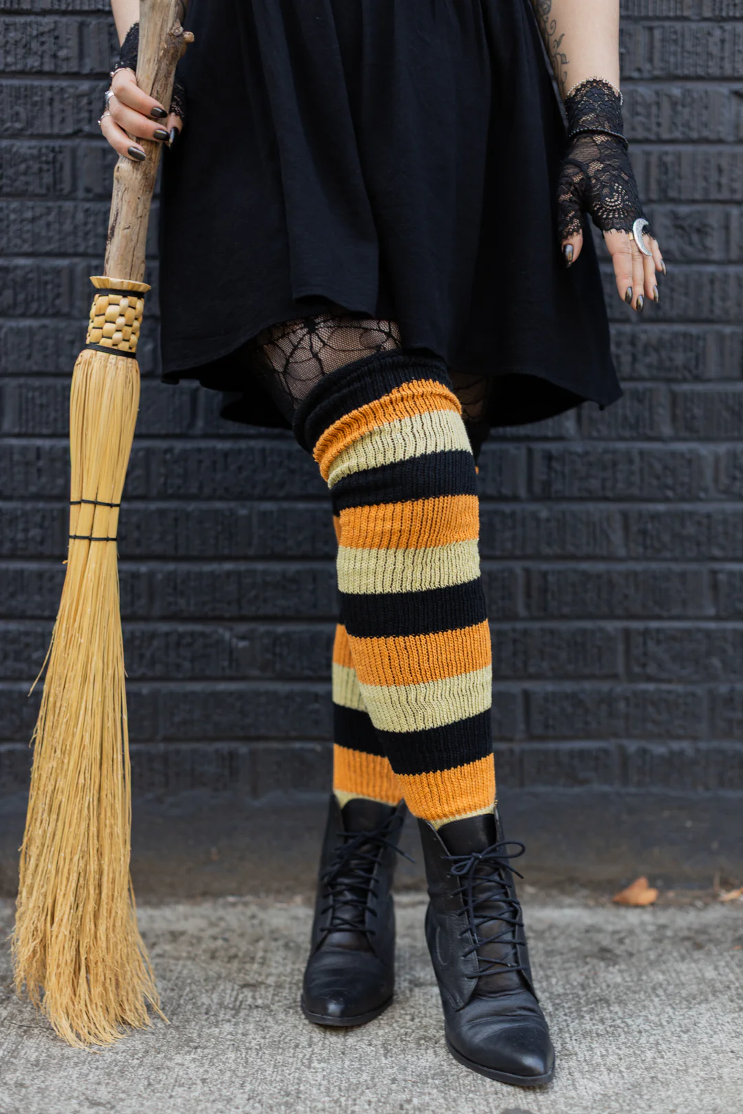Trick or Treat Stripes Thigh High - Image 6