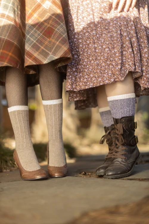 Tweed Knit Crew Socks - Image 2