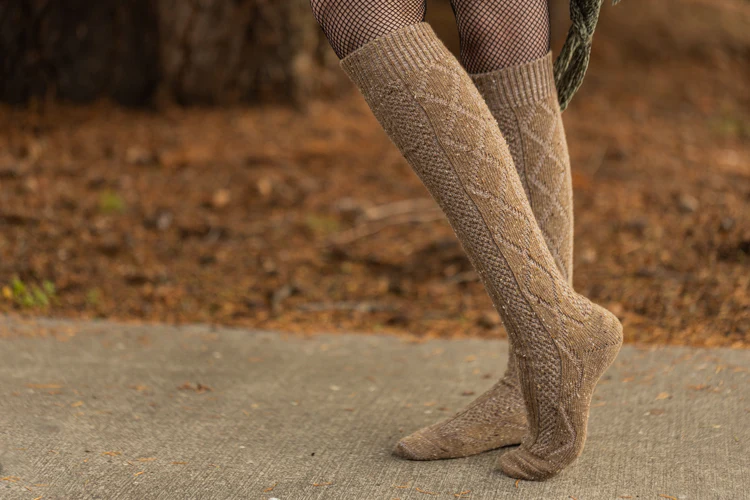 Tweed Knit Diamond Rib Socks - Image 6