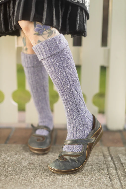 Tweed Knit Diamond Rib Socks - Image 7