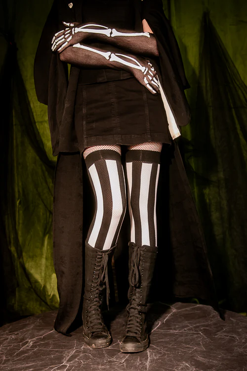 Vertical Striped Opaque Thigh Highs - Image 4