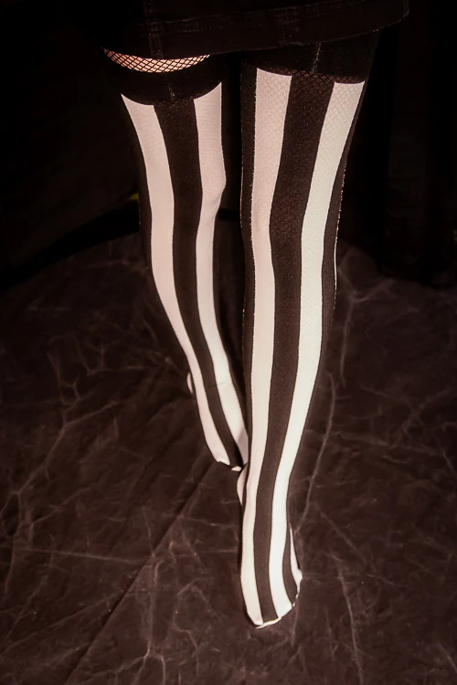 Vertical Striped Opaque Thigh Highs - Image 5