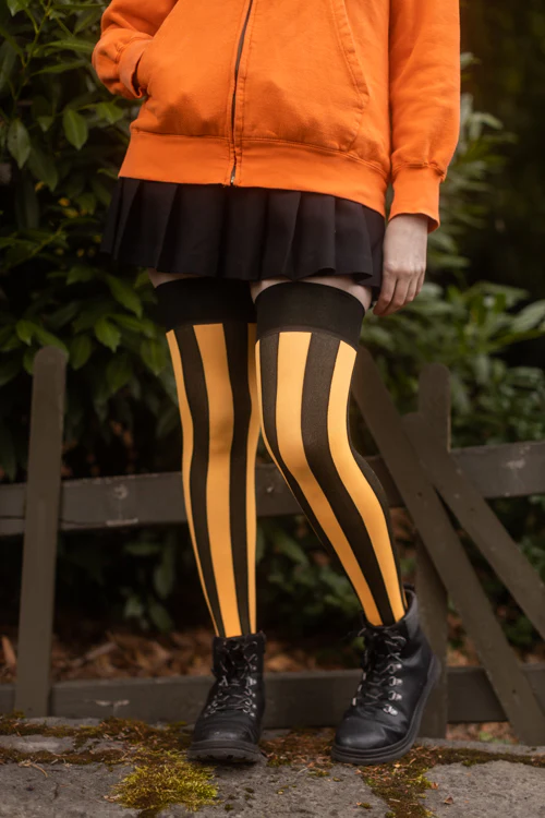 Vertical Striped Opaque Thigh Highs - Image 6