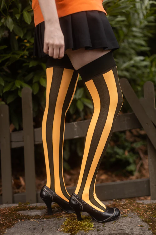 Vertical Striped Opaque Thigh Highs - Image 7